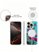 Monarch butterfly and pink cosmos on an iPhone 16 Pro Max case
