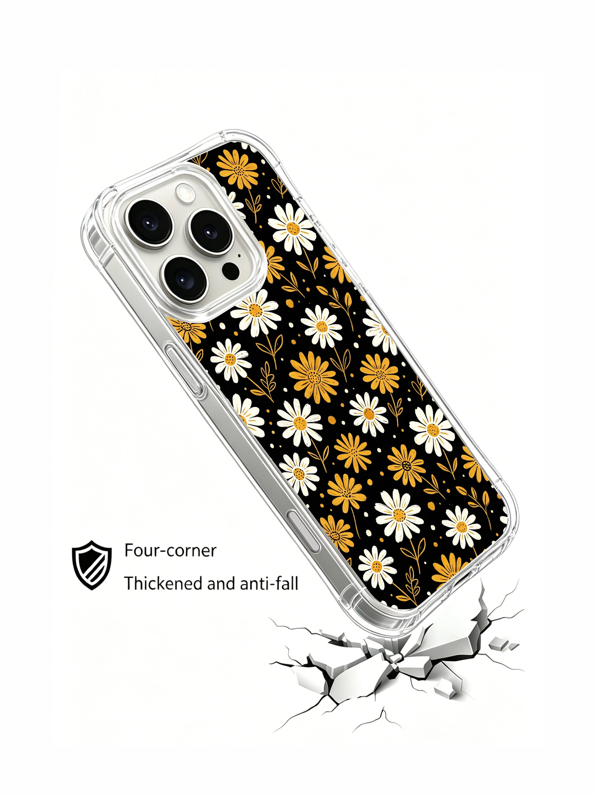 PhoneCasing iPhone 16 Pro Max Case with the night celebration-inspired daisy design, part of Daisy Vale’s Golden Fireworks collection for a warm, uplifting vibe.