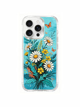 PhoneCasing ocean blue daisies art on an iPhone 16 Pro Max Case, Aurora Bloom’s uplifting floral design inspired by the coast.