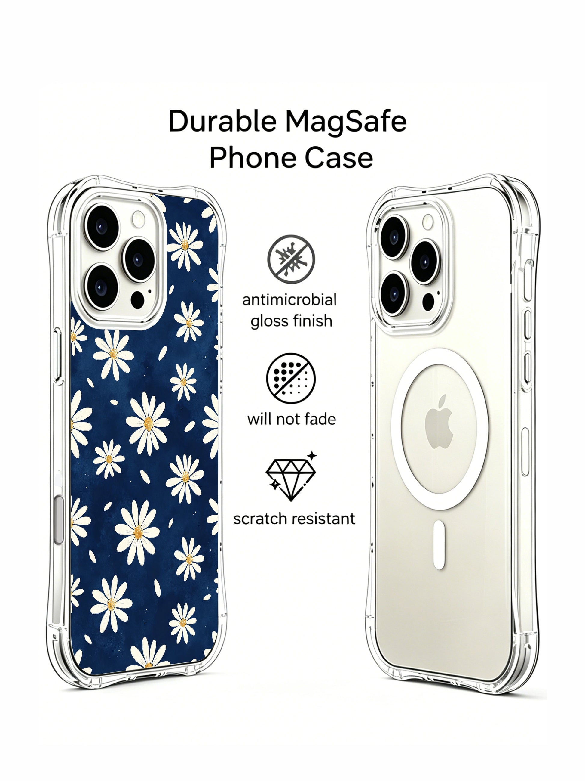 PhoneCasing iPhone 16 Pro Max Case with the ocean breeze daisy design, hand-drawn by Daisy Vale to capture the quiet magic of summer nights by the sea.