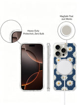 PhoneCasing iPhone 16 Pro Max Case with the Old Book Daisies design, hand-drawn by Daisy Vale to represent calm afternoons and simple joys.