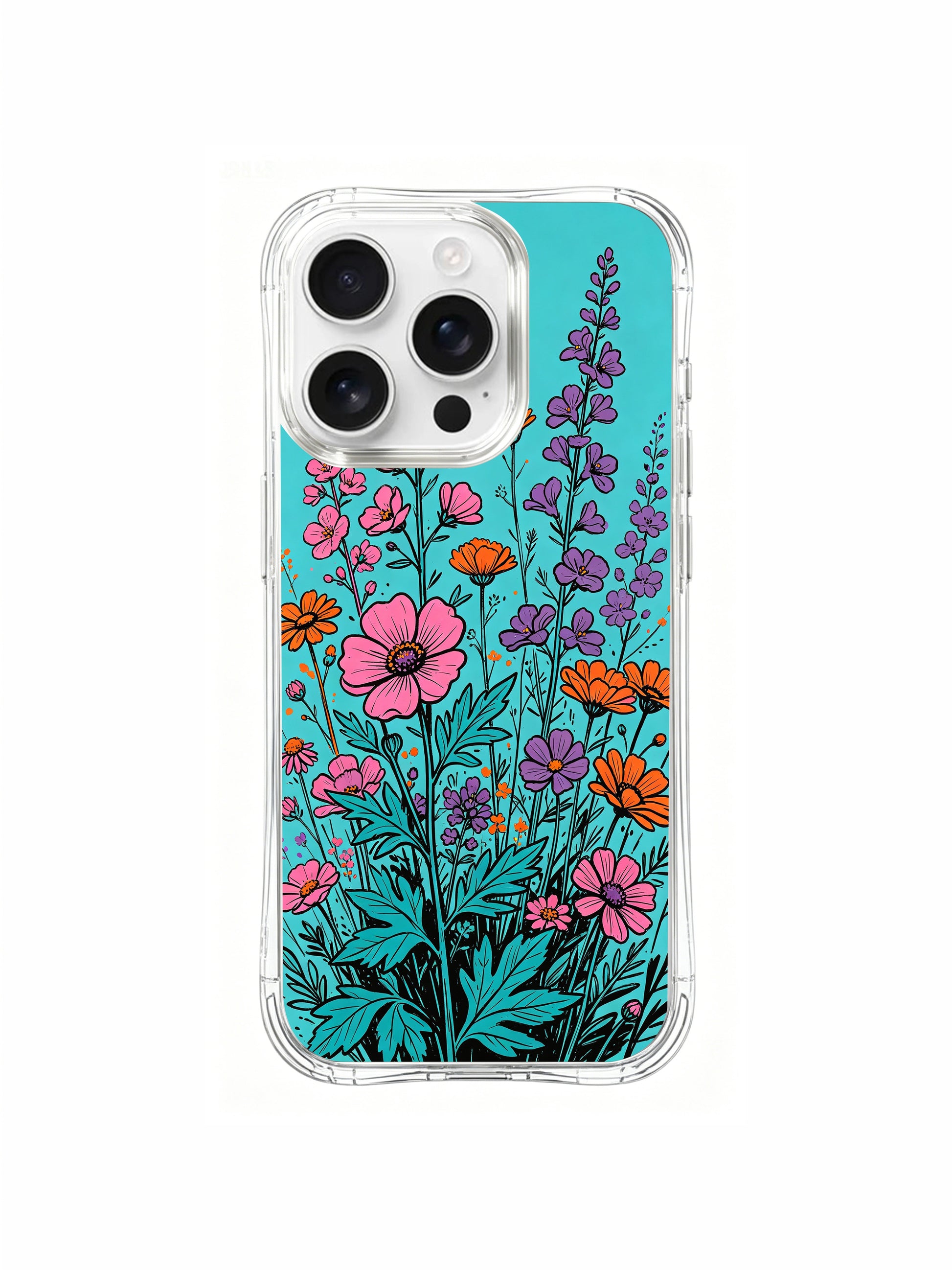 PhoneCasing Orange Pink Floral Burst iPhone 16 Pro Max Case, a lively mix of colorful blooms