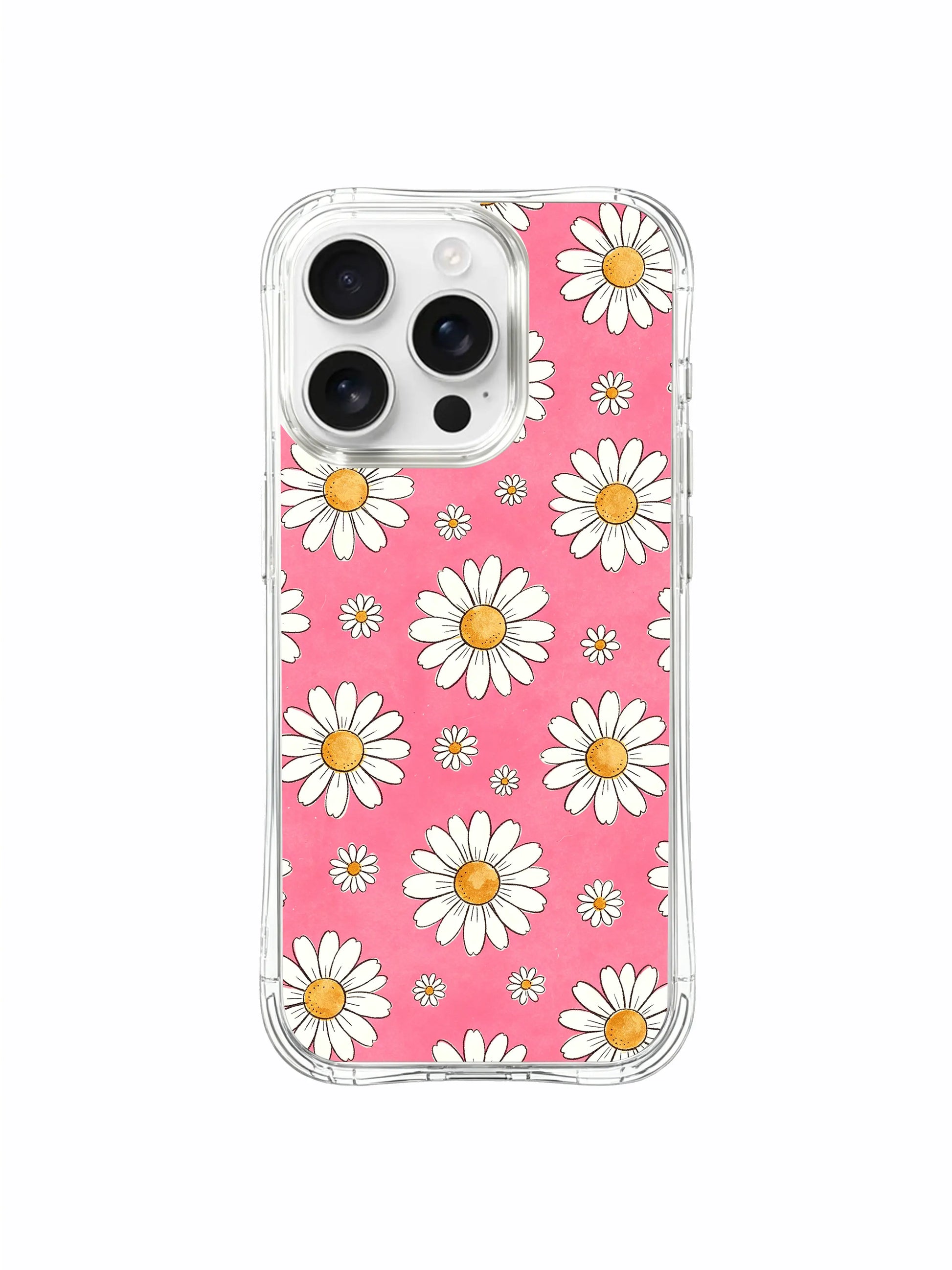 PhoneCasing iPhone 16 Pro Max Case with the retro pastel pink daisy pattern, part of Daisy Vale’s Afternoon Garden series for a sweet, nostalgic vibe.