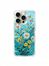  PhoneCasing "Sea Breeze Daisies" floral art on an iPhone 16 Pro Max Case, Aurora Bloom’s breezy design with white daisies and orange butterflies over a turquoise sea.