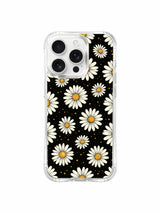 PhoneCasing iPhone 16 Pro Max Case with the serene black and cream daisy design by Daisy Vale, a durable MagSafe-compatible case made in California.