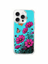 Summer butterfly and cosmos composition on an iPhone 16 Pro Max case