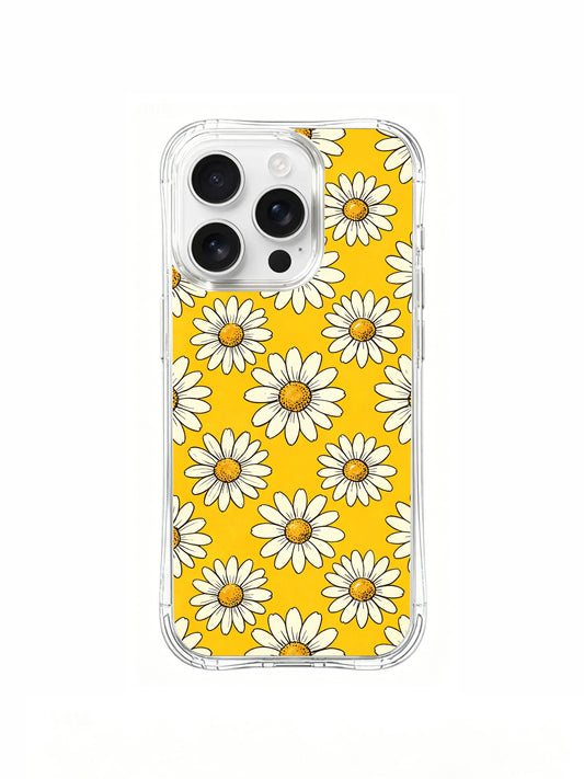 PhoneCasing iPhone 16 Pro Max Case featuring the bright Sunny Yellow Daisies design by artist Daisy Vale, a cheerful floral print that radiates positivity.