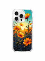 PhoneCasing Sunset Wildflower Meadow iPhone 16 Pro Max Case, a lively mix of California poppies at dusk.