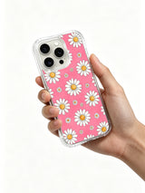 PhoneCasing iPhone 16 Pro Max Case with soft pastel pink daisy floral art, part of the exclusive Afternoon Garden series by artist Daisy Vale.