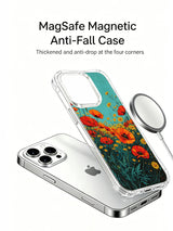 Turquoise breathing floral composition on an iPhone 16 Pro Max case