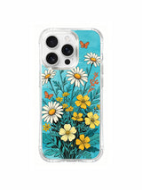  PhoneCasing turquoise breeze daisies design on an iPhone 16 Pro Max Case, a light and airy floral piece perfect for everyday wear.