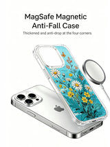  PhoneCasing turquoise sea garden design on an iPhone 16 Pro Max Case, featuring sunlit daisies and butterflies in a calm, coastal style.