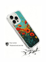 Vibrant flame meadow artwork on an iPhone 16 Pro Max case