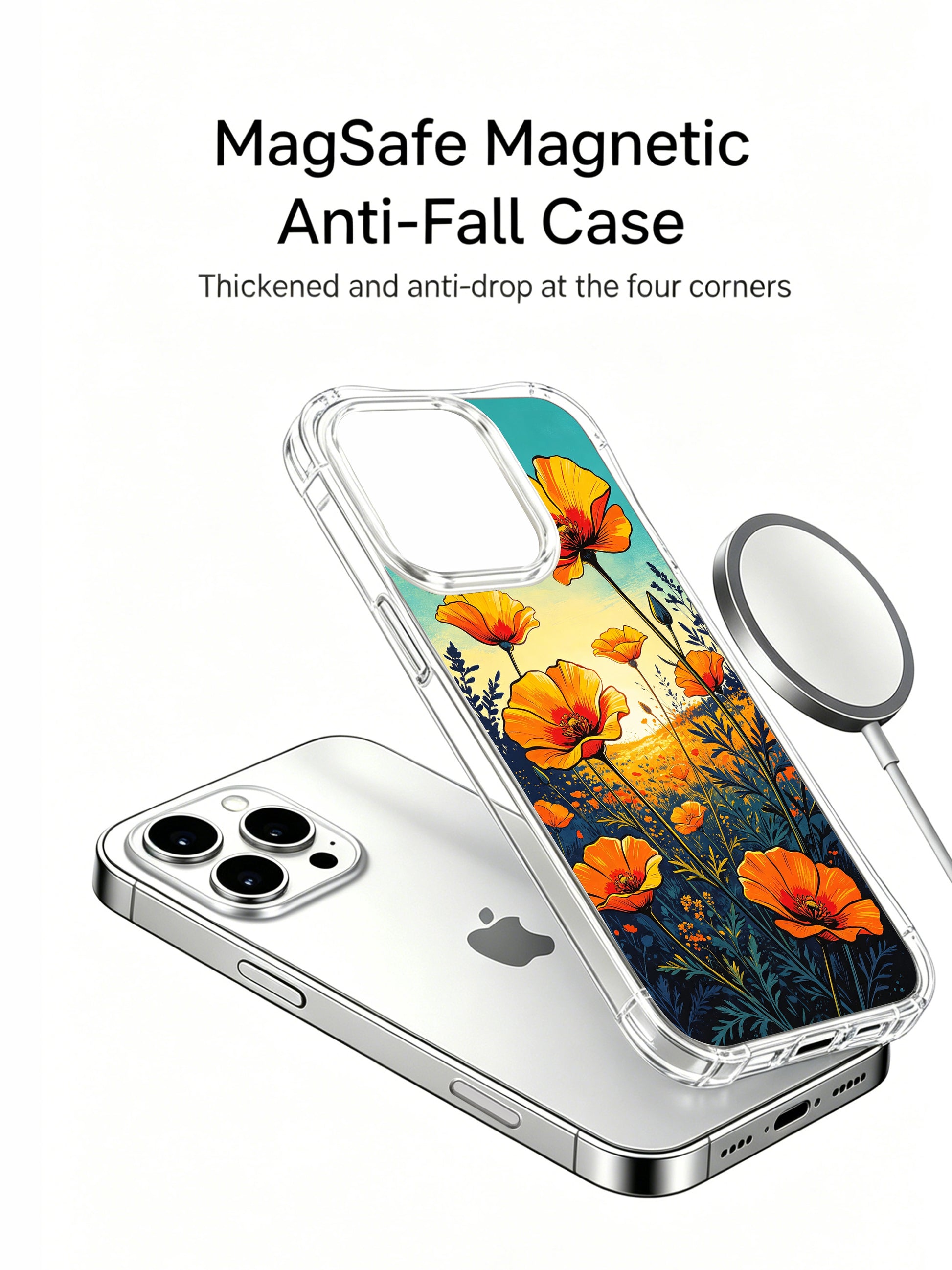 PhoneCasing Vibrant Golden Hour Floral iPhone 16 Pro Max Case, capturing the magic of wildflowers at sunset
