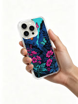  PhoneCasing vibrant nocturnal floral art on an iPhone 16 Pro Max Case, Aurora Bloom’s bold pop-art style with high-contrast colors and butterflies.