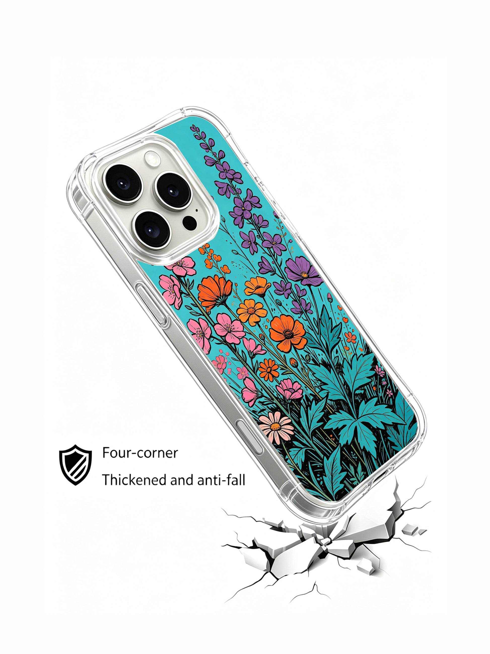 PhoneCasing Vibrant Wildflower Garden iPhone 16 Pro Max Case, a burst of orange, pink, and purple blooms for nature lovers.