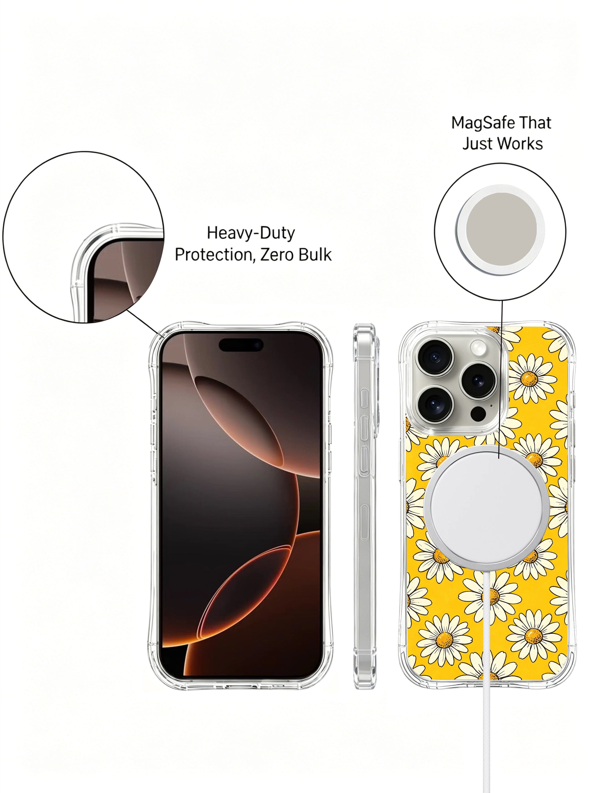PhoneCasing iPhone 16 Pro Max Case featuring the vibrant yellow daisy aesthetic by Daisy Vale, a cheerful floral print that brings warmth to your device.