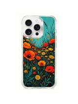 Wild poppy meadow with turquoise sky on an iPhone 16 Pro Max case
