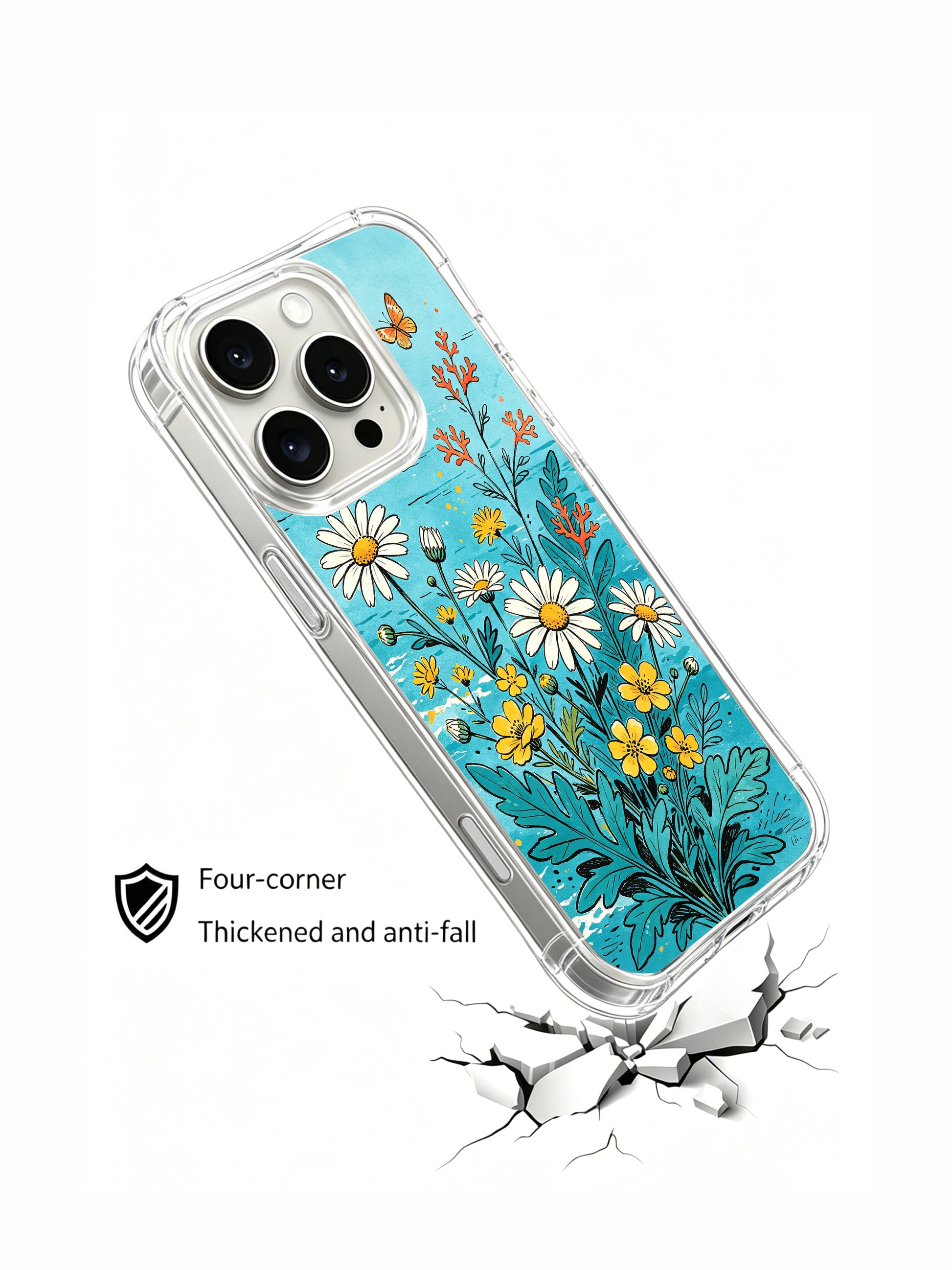 PhoneCasing beachside daisy bouquet illustration on an iPhone 16 Pro Max Case, a soft, breezy piece that captures the feeling of a summer shoreline