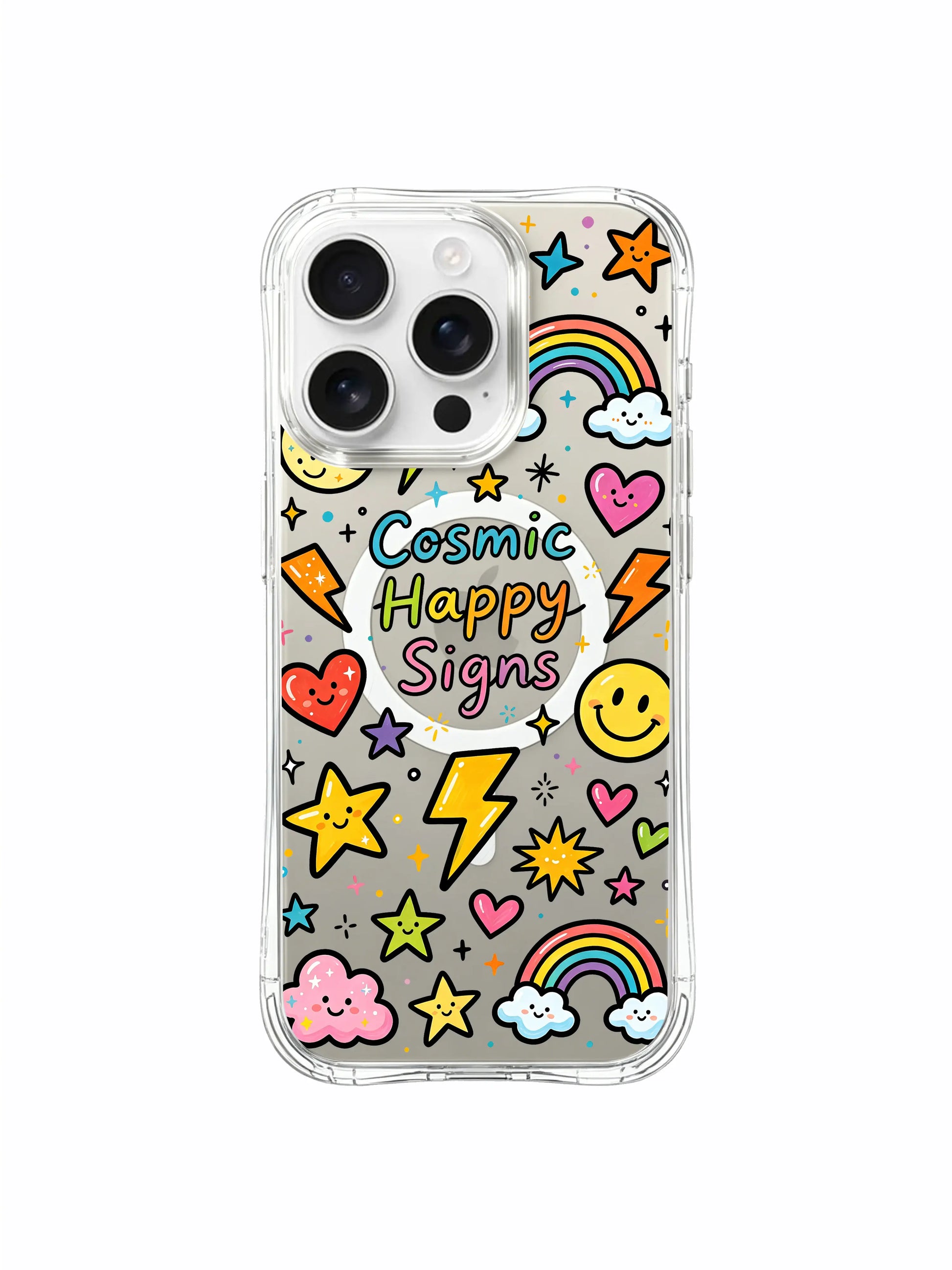 PhoneCasing iPhone 16 Pro Max MagSafe Case - Girly Cosmic Star Art, Durable Clear Casing