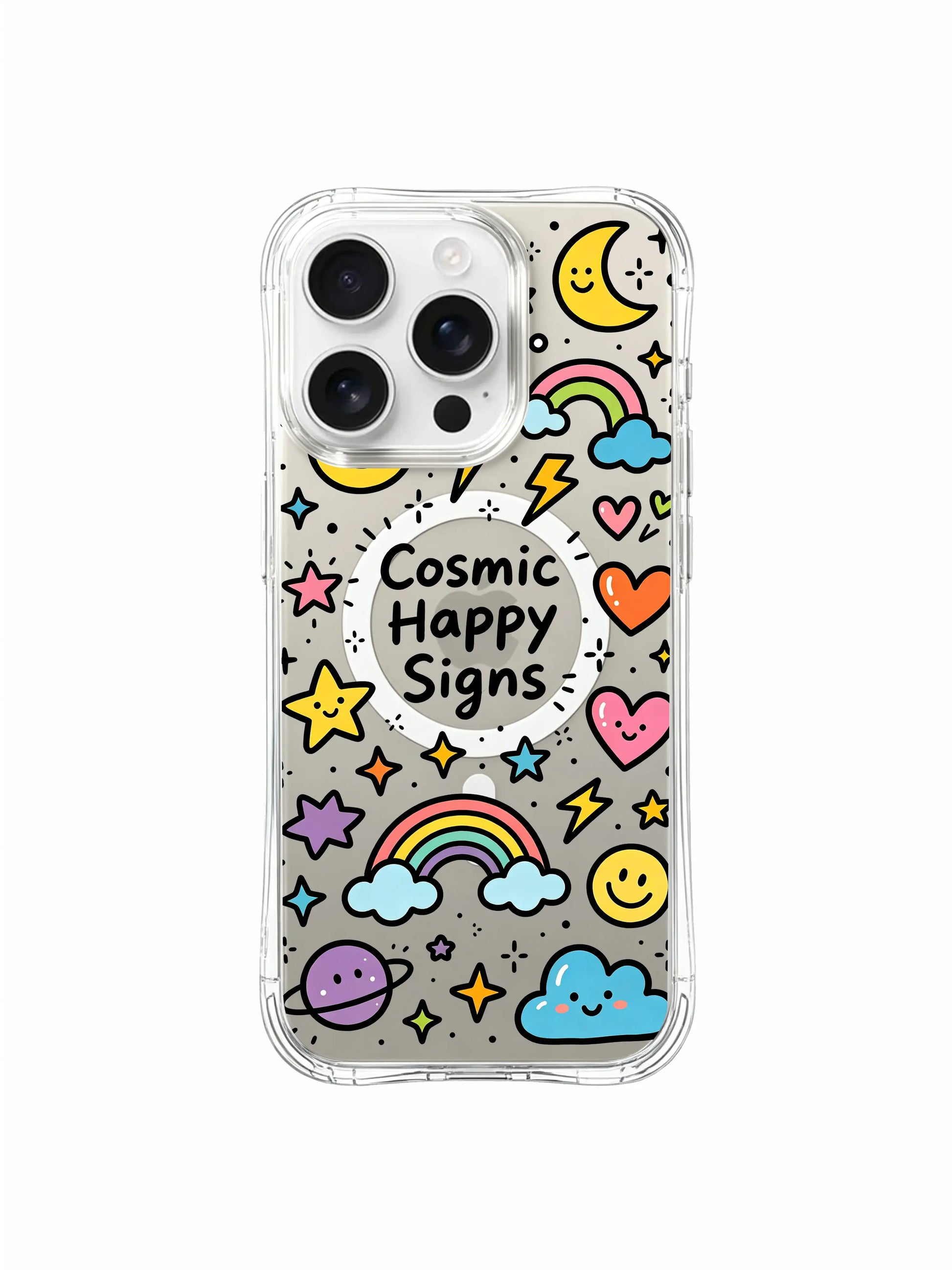 PhoneCasing iPhone 16 Pro Max - MagSafe Cosmic Happy Signs Case, Scratch Resistant Cover