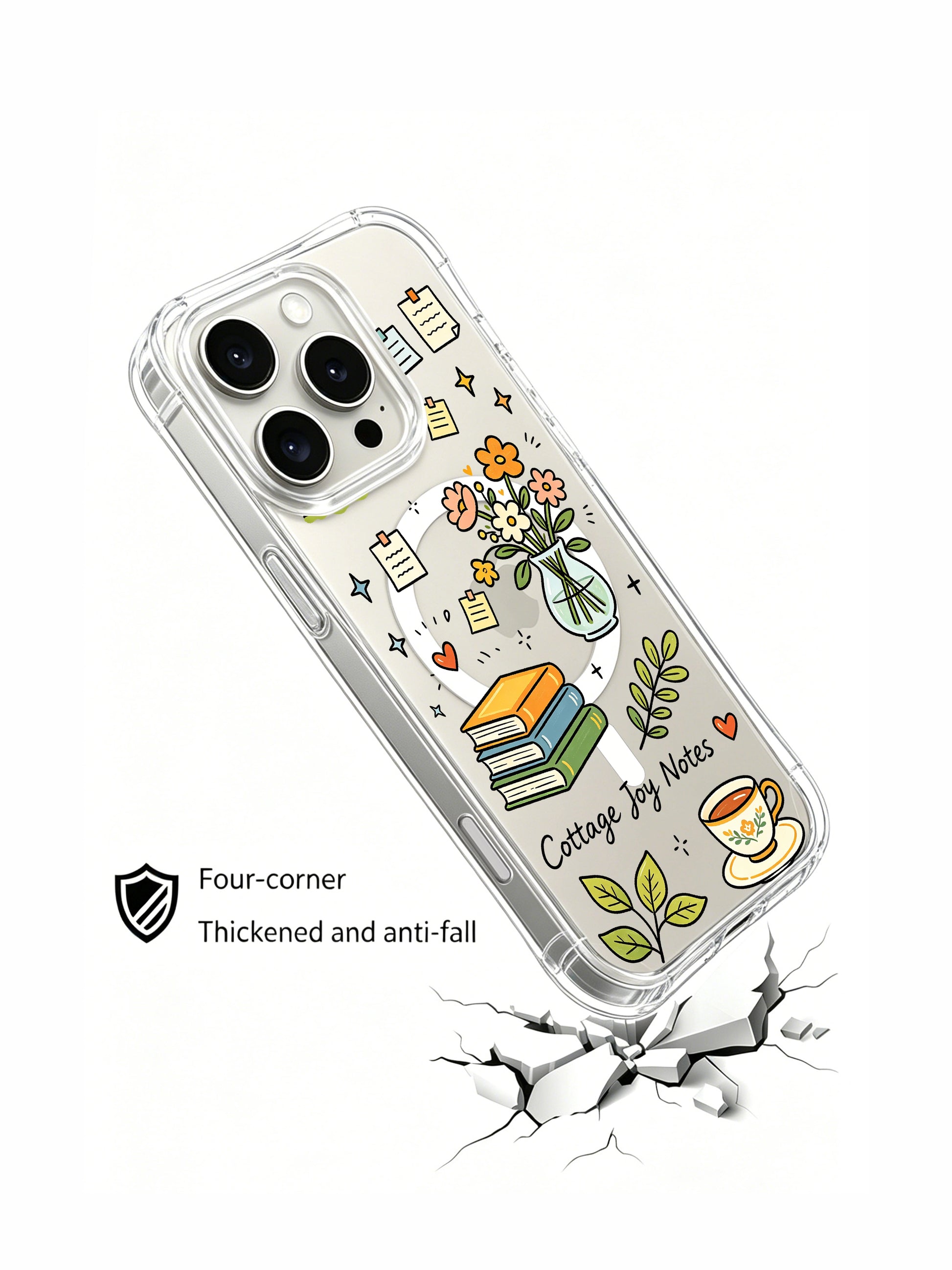PhoneCasing iPhone 16 Pro Max - Durable Cottage Doodle Cover, MagSafe Charging Ready