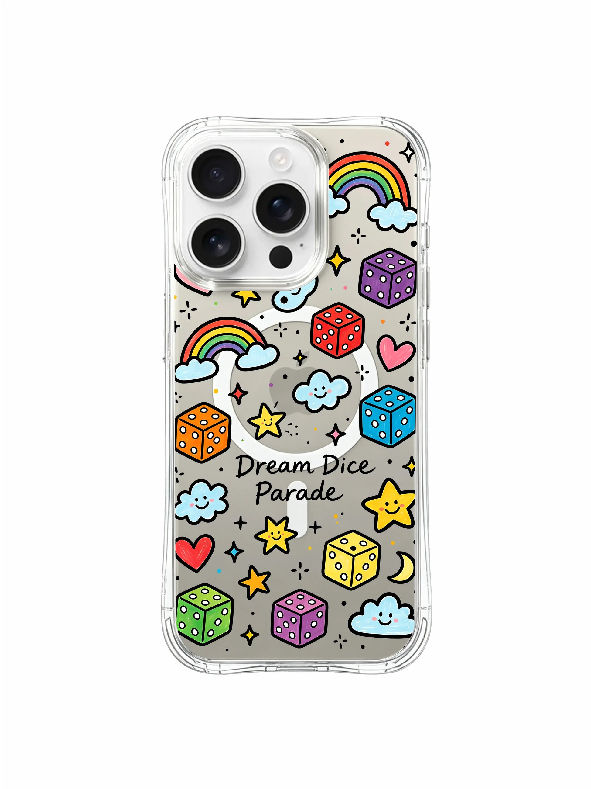 PhoneCasing iPhone 16 Pro Max MagSafe Case - Playful Dice & Star Design, Durable