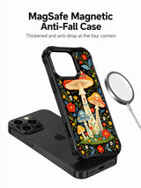 Folk Art Skeleton Mushroom Grove artwork on an iPhone 16 Pro Max case