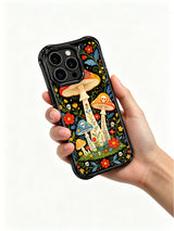 Gothic Folk Mushroom Forest artwork on an iPhone 16 Pro Max case