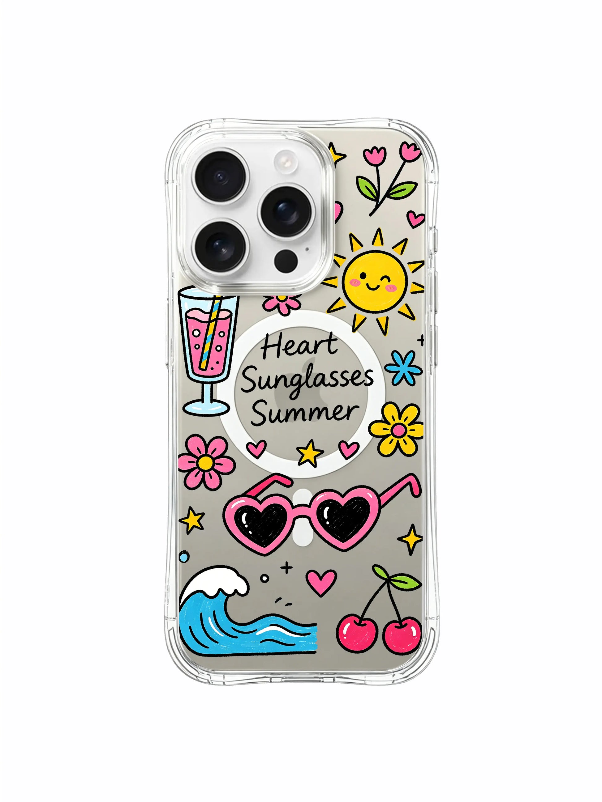 PhoneCasing iPhone 16 Pro Max - MagSafe Summer Doodle Case, Four Corner Anti-Drop