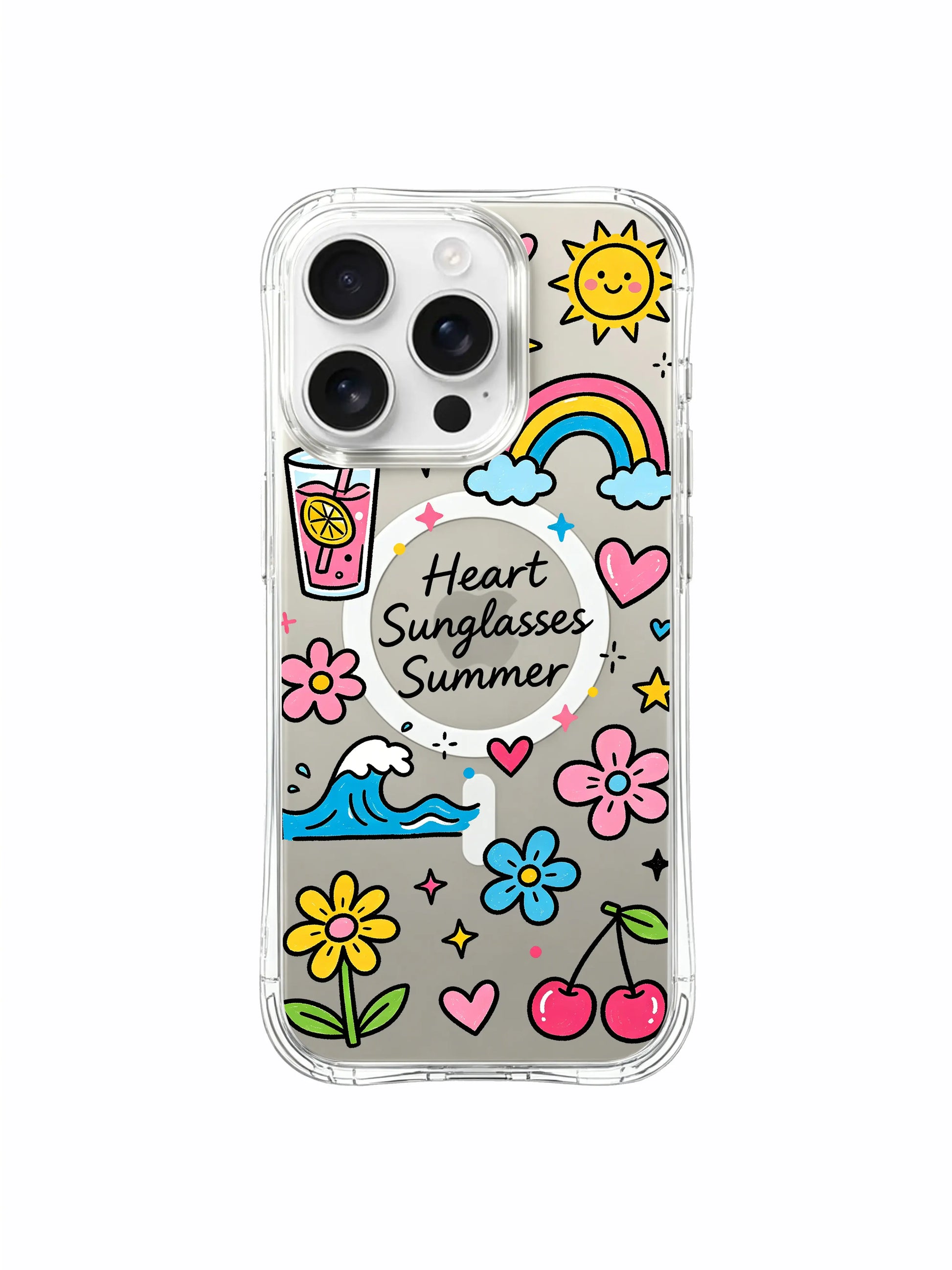 PhoneCasing iPhone 16 Pro Max - MagSafe Heart Sunglasses Summer Case, Scratch Resistant Cover