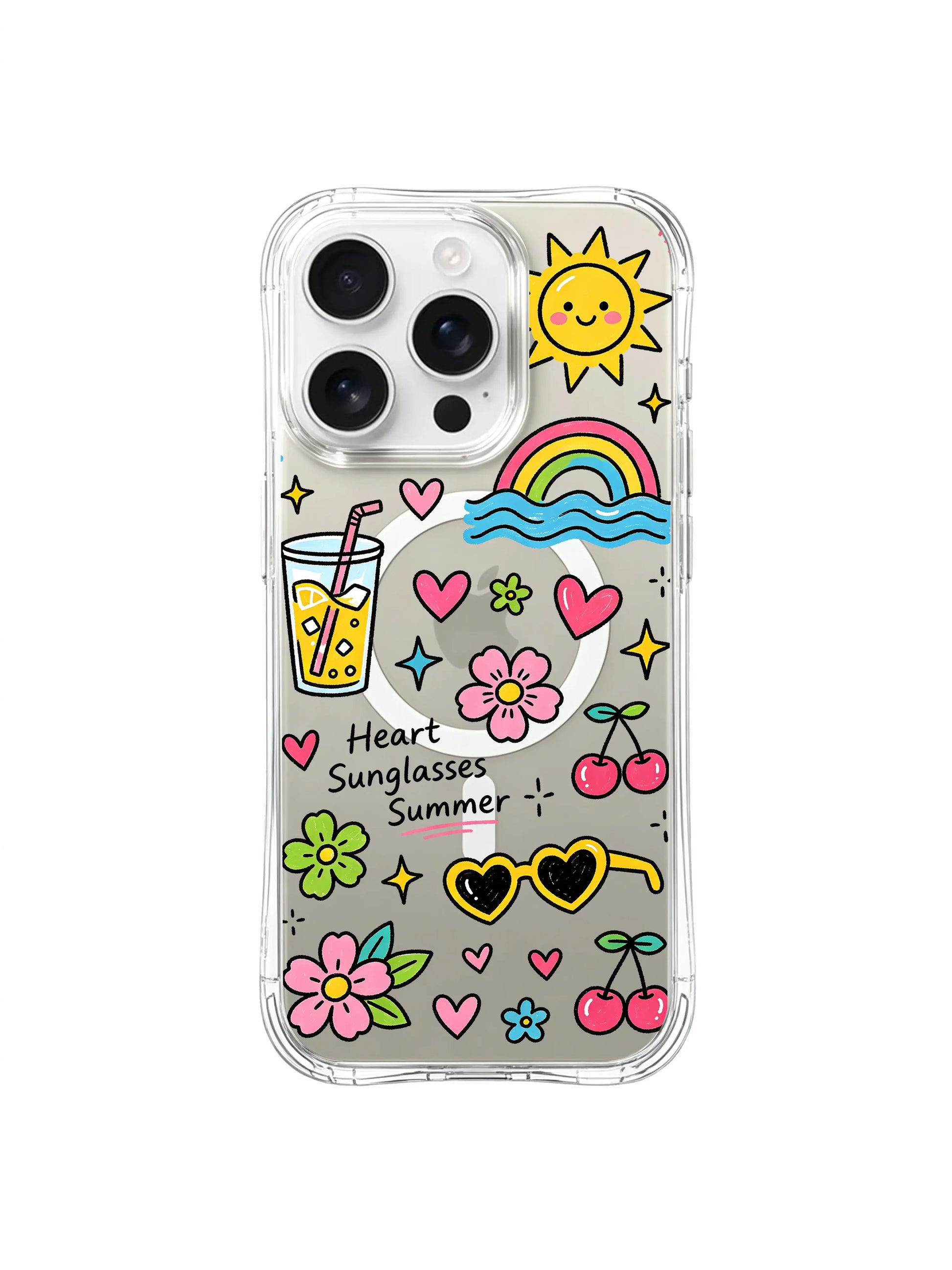 PhoneCasing iPhone 16 Pro Max - Durable Summer Doodle Cover, MagSafe Charging Ready