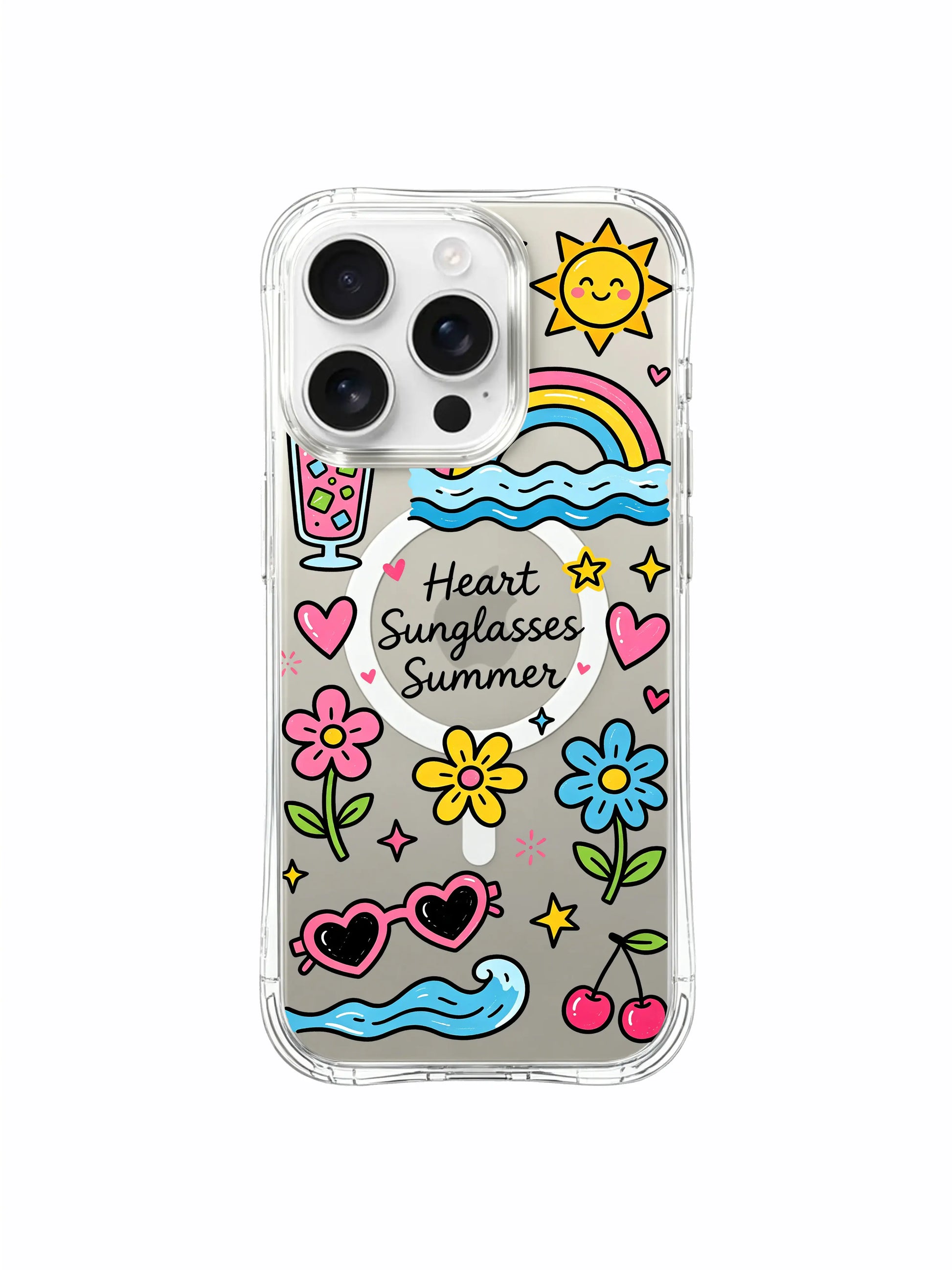 PhoneCasing iPhone 16 Pro Max MagSafe Case - Whimsical Summer Doodle, Anti-Yellowing Protection