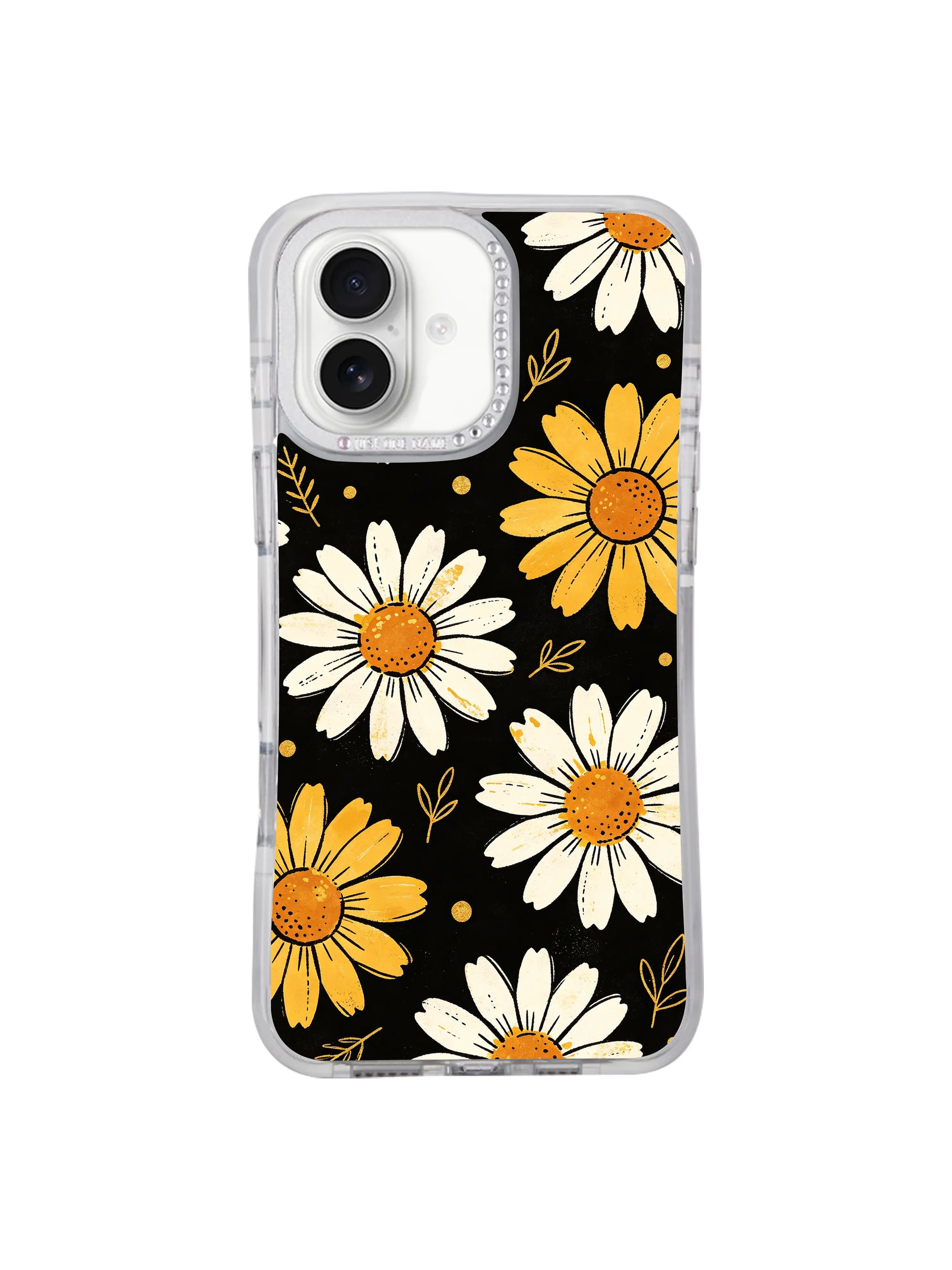 Non-generic unique scattered night daisy White Bloom Signal artwork iPhone 16 pro max casing, original artist design premium PhoneCasing shell for iPhone 16 pro max.