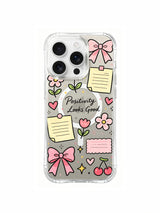 Pink Bow Positivity görseli galeri görünümü 1 içeren iPhone 16 Pro Max kılıfı