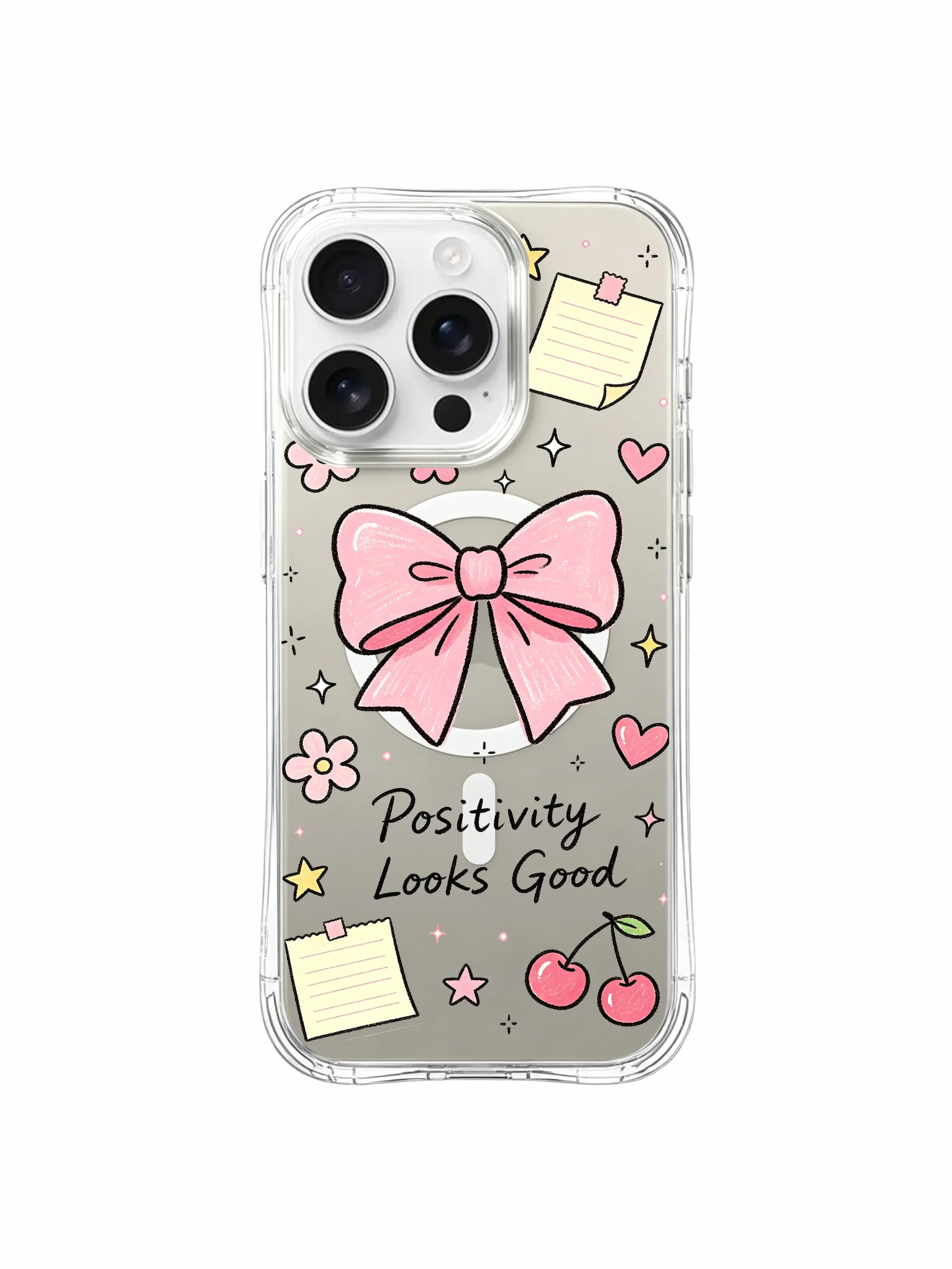 PhoneCasing iPhone 16 Pro Max Clear Case - Girly Floral & Bow Art, Drop Protection Design