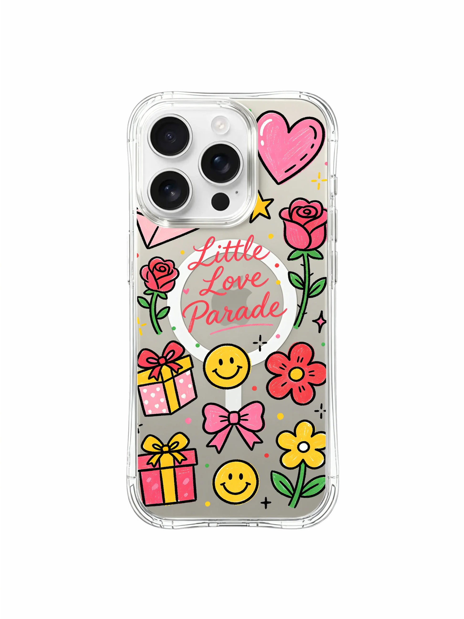 PhoneCasing iPhone 16 Pro Max lightweight shockproof MagSafe case, Little Love Parade illustration for self-love and gentle friendship energy