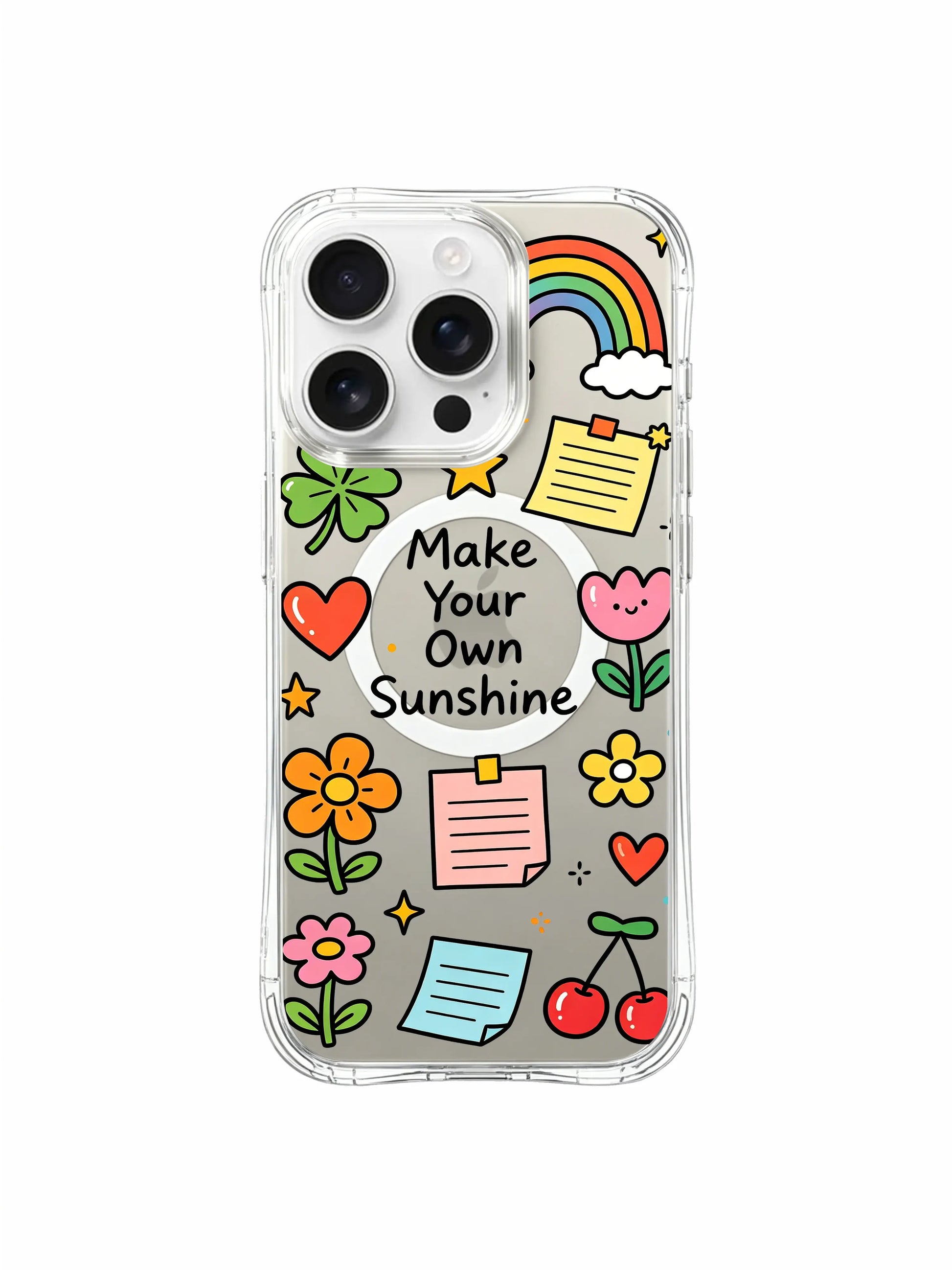 PhoneCasing iPhone 16 Pro Max lightweight shockproof MagSafe case, Make Your Own Sunshine doodle illustration that highlights self-reliance, hope and gentle daily optimism