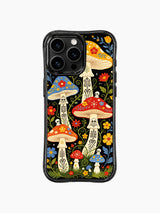 Skeleton Mushroom Festival Grove artwork on an iPhone 16 Pro Max case