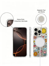 Neşeli karalama görseli içeren iPhone 16 Pro Max kılıfı
