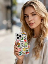 PhoneCasing iPhone 16 Pro Max slim trendy feminine clear MagSafe case, Make Your Own Sunshine sweet cherry, heart and rainbow doodle aesthetic for casual daily wear