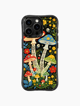 Vibrant Mushroom Spirit Forest artwork on an iPhone 16 Pro Max case