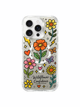 PhoneCasing iPhone 16 Pro Max MagSafe case with colorful Wildflower Confidence print, scratch-resistant transparent casing