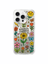 PhoneCasing iPhone 16 Pro Max transparent case with Wildflower Confidence design, durable scratch-resistant casing
