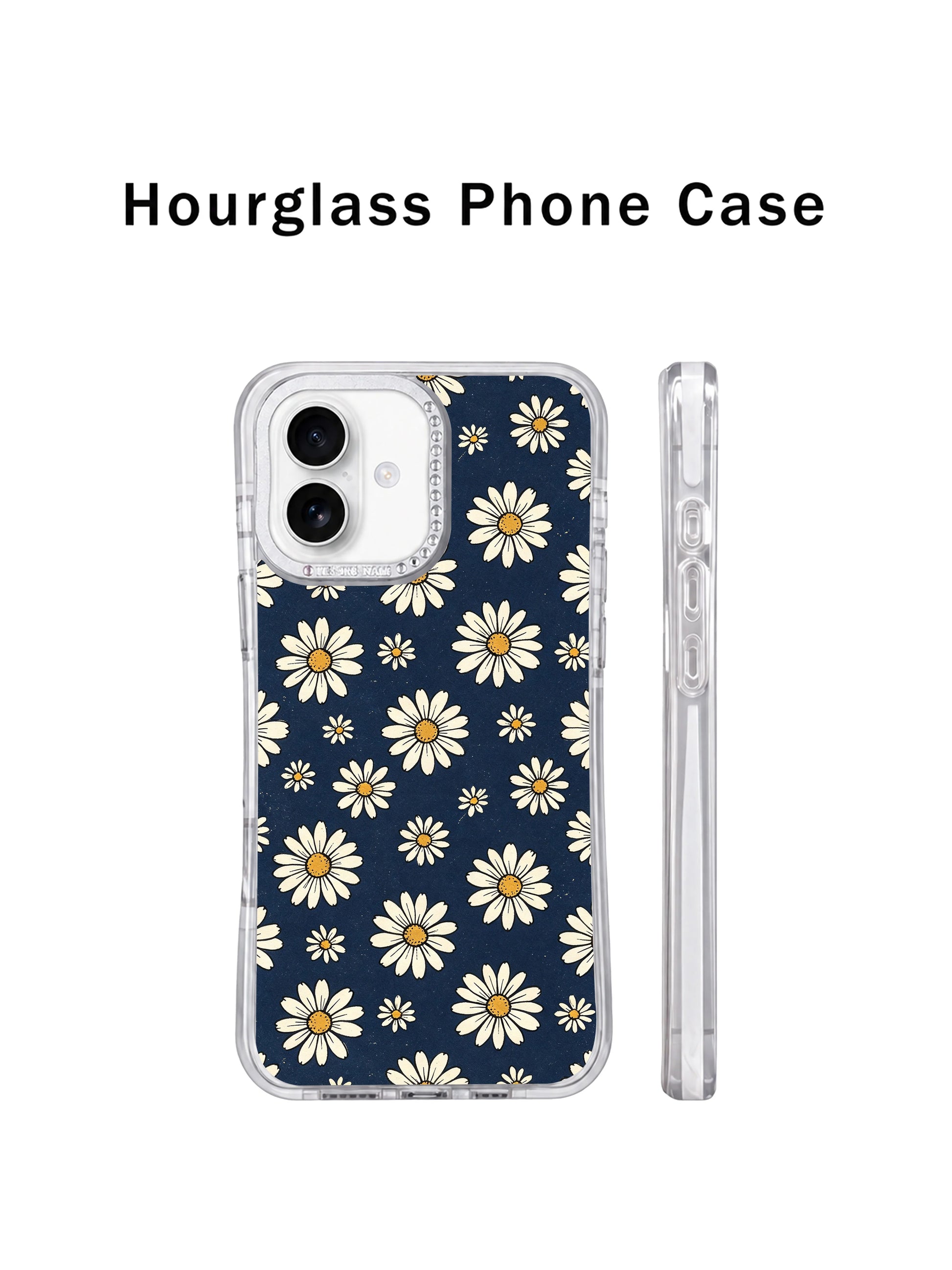 Drop break test demonstration Retro Navy Daisy Wallpaper iPhone 17 casing, reinforced silicone anti-impact PhoneCasing protective structure built to shield iPhone 17.