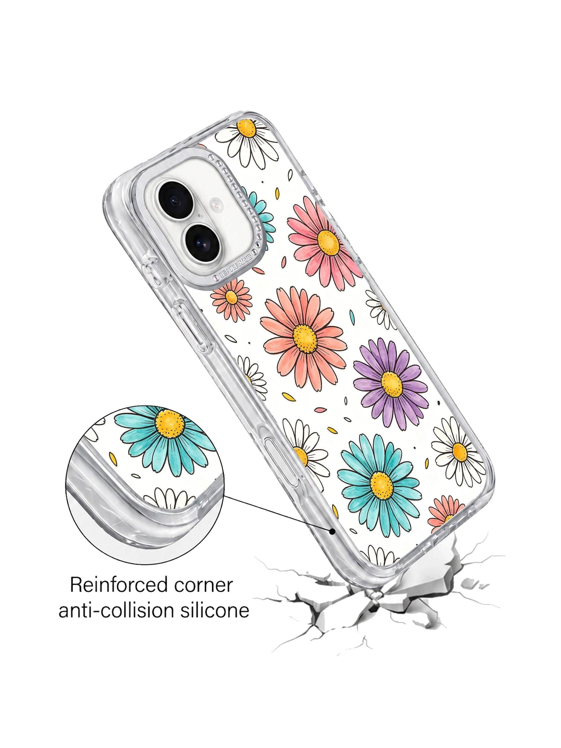 California locally printed limited Solea Meadow Color Daisy Rain iPhone 17 casing, airy joyful free-spirited wearable fine art premium PhoneCasing protective shell for iPhone 17.