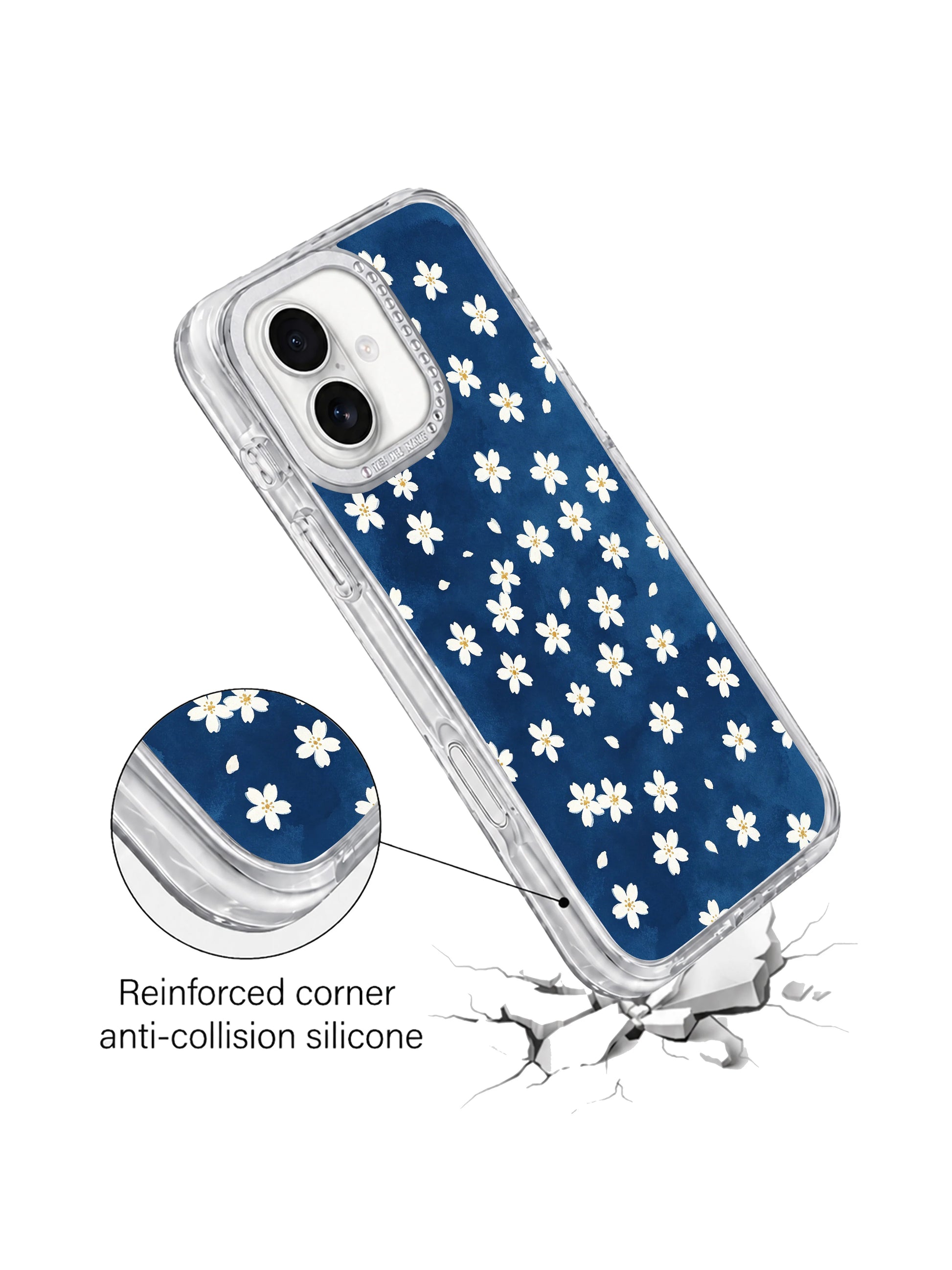 California locally printed limited Solea Meadow Deep Sea Little Daisies iPhone 17 casing, serene cool minimalist wearable fine art premium PhoneCasing protective shell for iPhone 17.