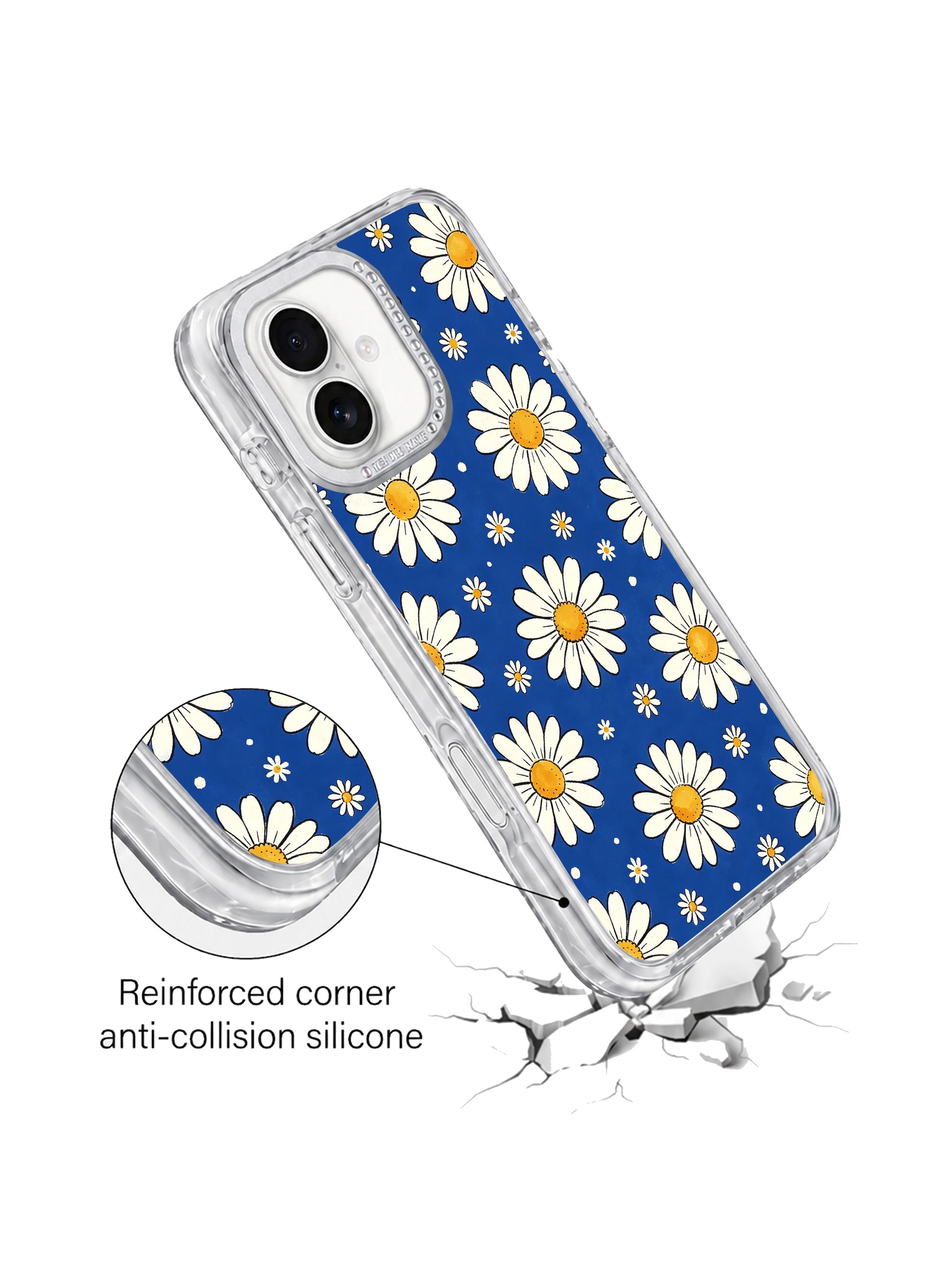 California locally printed limited Solea Meadow Blue Big Small Daisy Rhythm iPhone 17 casing, upbeat confident casual wearable fine art premium PhoneCasing protective shell for iPhone