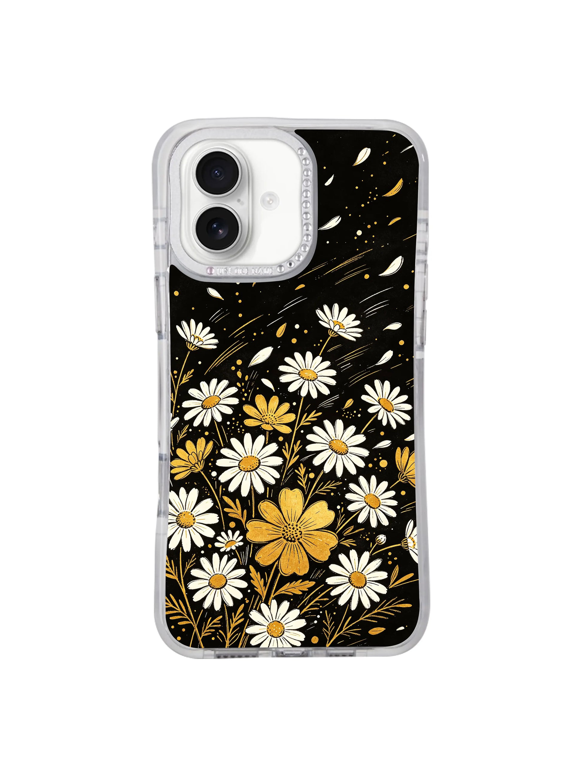 Independent mysterious chic women’s night everyday accessory Night Bloom Dots iPhone 17 casing, cool non-sweet dark daisy lightweight PhoneCasing protective cover for iPhone 17.