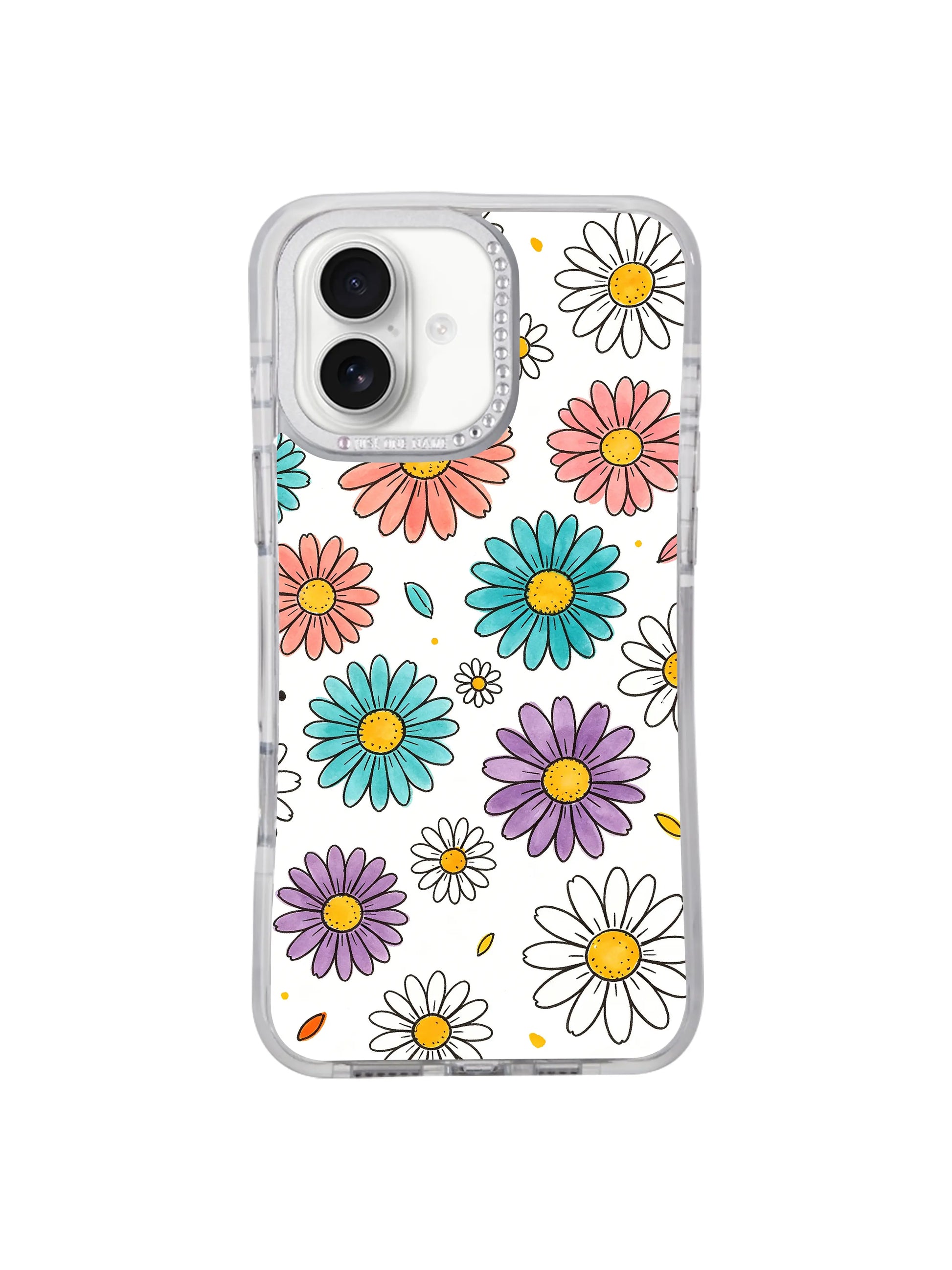 Cheerful gift-ready lightweight spring-themed Color Daisy Rain iPhone 17 casing, airy surprise-filled floating pastel daisy design premium shockproof PhoneCasing shell for iPhone 17.